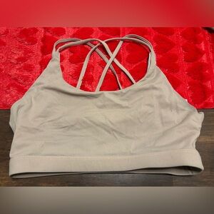Women's Beige Strappy Sports Bra